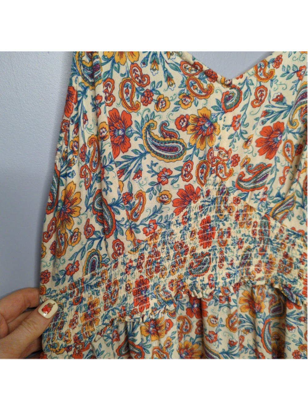 Patrons of Peace Boho Paisley Smocked Maxi Dress Size M Like New - Picture 10 of 14